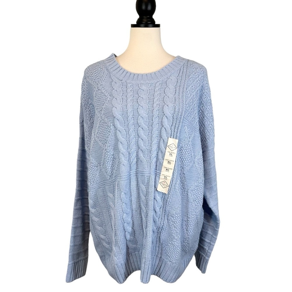 St. John's Bay Blue Knit Pullover Sweater Women's XL Long Sleeve NWT [B35#76]